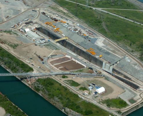 Arial image of the Sir Adam Beck Niagara Tunnel project