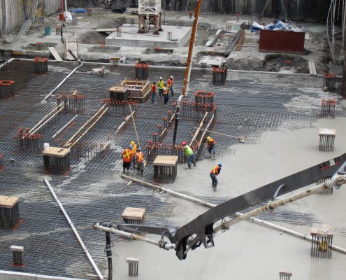 Dufferin Concrete Arial shot of employees pouting concrete